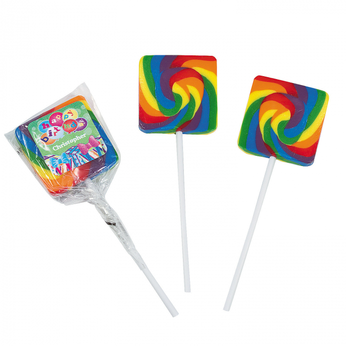Personalized Birthday Present Swirl Lollipops (24 Piece(s))