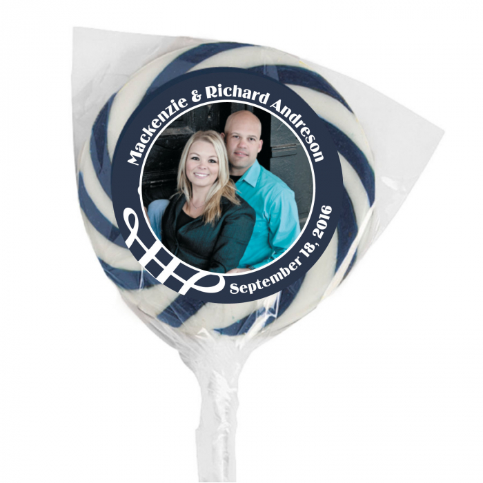 Navy Blue Custom Photo Swirl Lollipops (24 Piece(s))