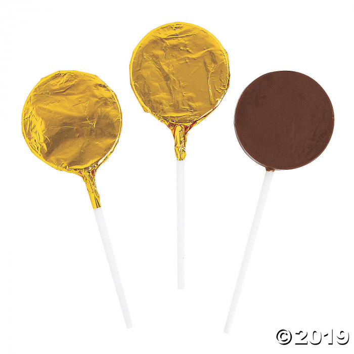Gold Foil-Wrapped Round Chocolate Lollipops (30 Piece(s))