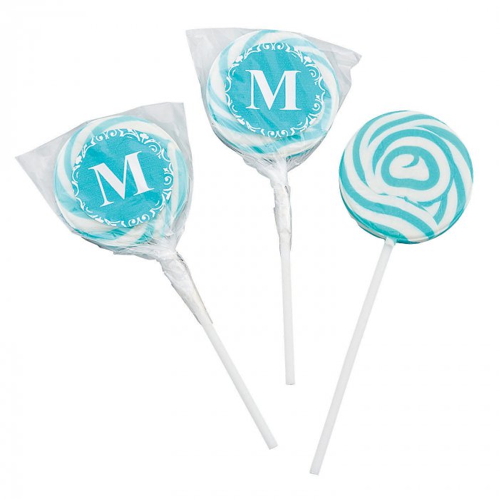 Personalized Turquoise Monogram Swirl Lollipops (24 Piece(s ...