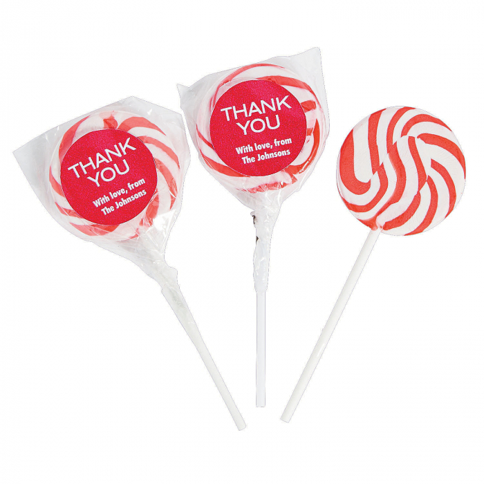 Personalized Thank You Swirl Lollipops - Red (24 Piece(s))