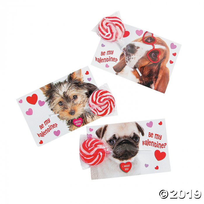 Dog Valentine Exchange Cards with Lollipops (24 Piece(s))