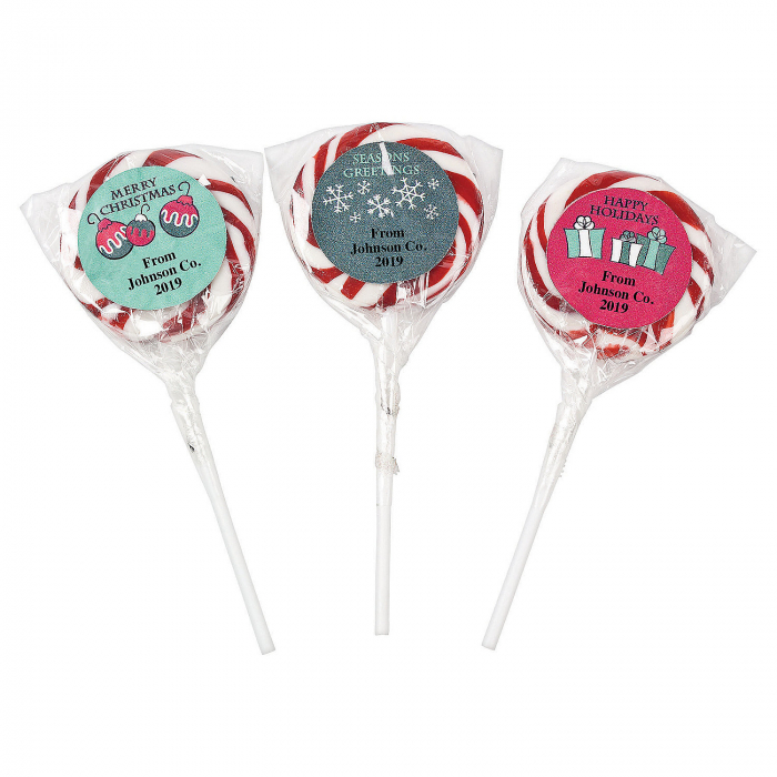 Personalized Christmas Swirl Lollipops (24 Piece(s)) | GlowUniverse.com