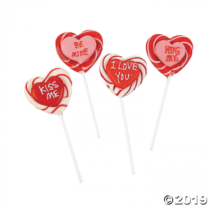 Frosted Heart-Shaped Swirl Lollipops (Per Dozen)