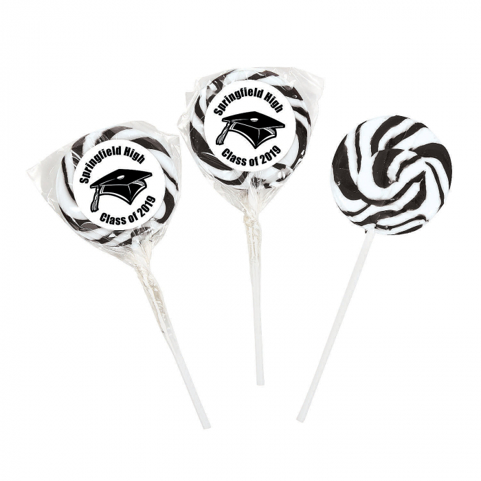 Personalized Black Graduation Swirl Lollipops (24 Piece(s))