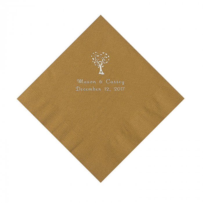 Gold Love Tree Personalized Napkins - Luncheon (50 Piece(s))