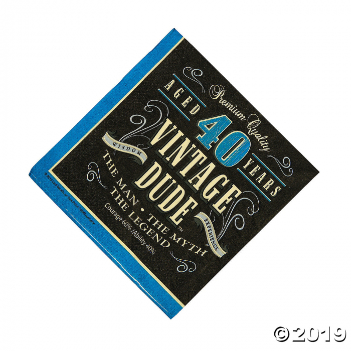 40th Vintage Dude Luncheon Napkins (16 Piece(s)) 40th Vintage Dude Luncheon Napkins (16 Piece(s))