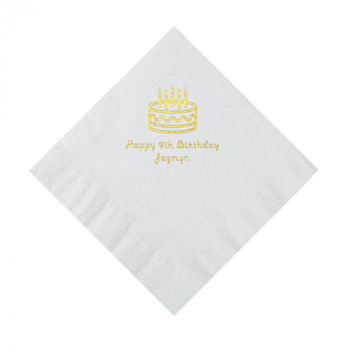 White Birthday Cake Personalized Napkins - Luncheon (50 Piece(s))