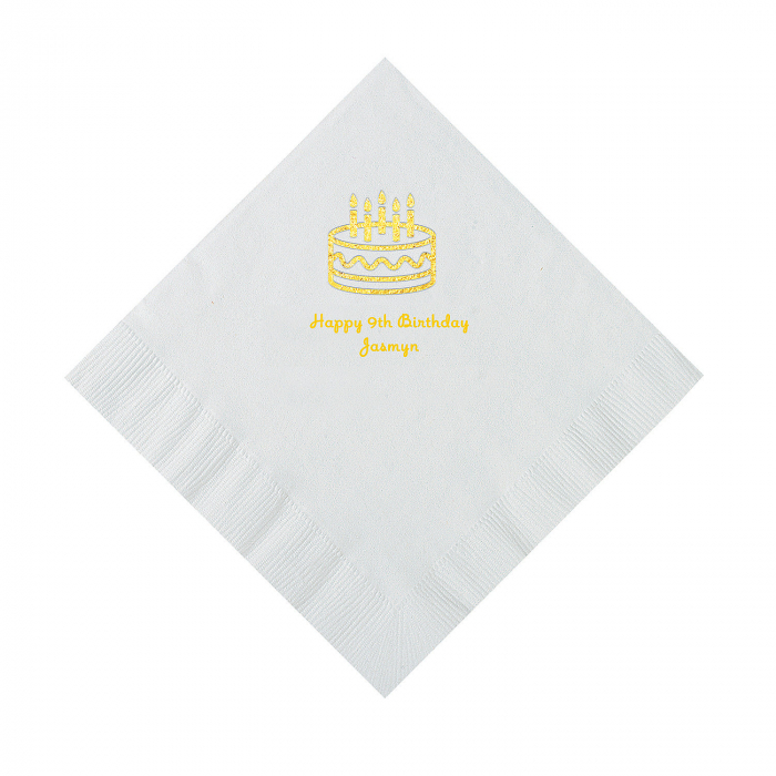 White Birthday Cake Personalized Napkins - Luncheon (50 Piece(s))