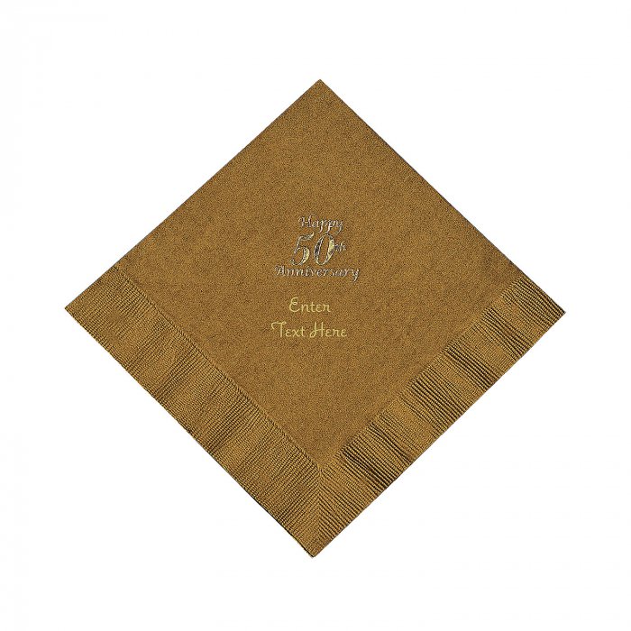 Gold 50th Anniversary Personalized Napkins with Gold Foil - Luncheon (50 Piece(s))