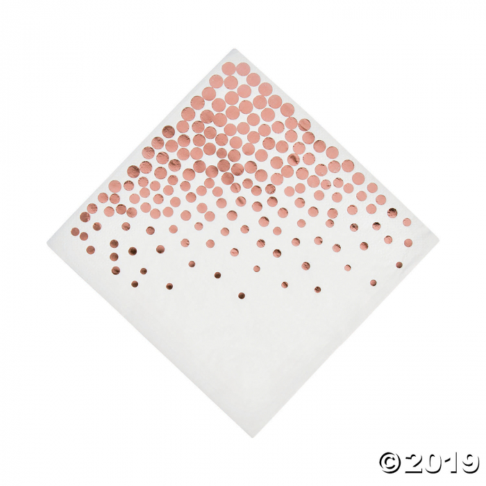 White with Rose Gold Foil Dots Luncheon Napkins (16 Piece(s))