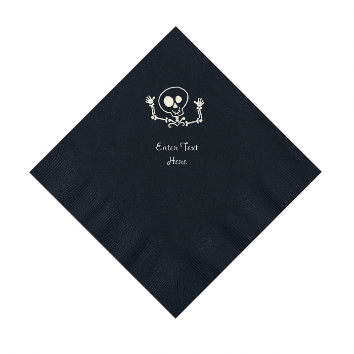 Black Skeleton Personalized Napkins with Silver Foil - Luncheon (50 Piece(s))