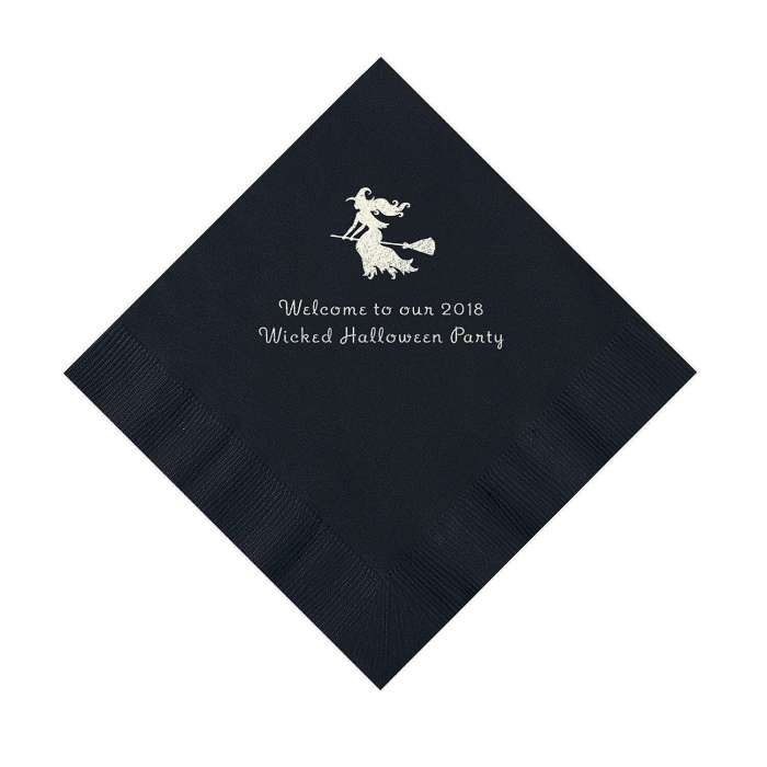 Black Witch Personalized Napkins with Silver Foil  Luncheon (50 Piece(s))