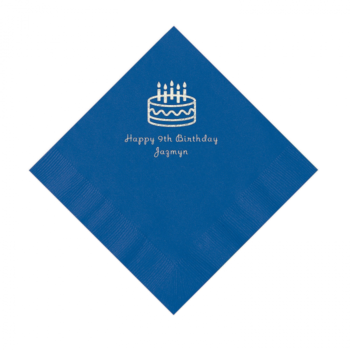 Blue Birthday Cake Personalized Napkins - Luncheon (50 Piece(s))