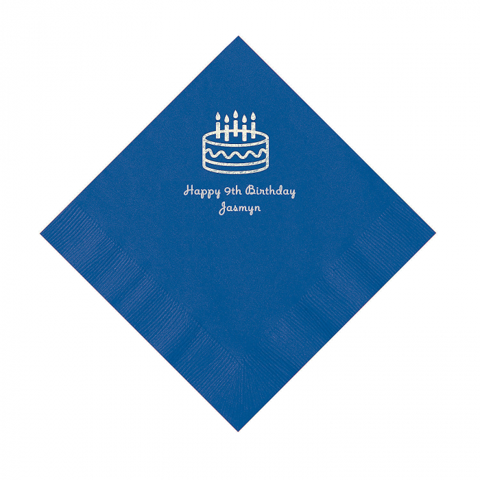 Blue Birthday Cake Personalized Napkins - Luncheon (50 Piece(s))