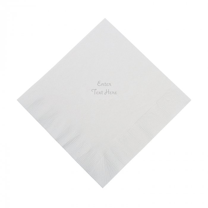 White Personalized Napkins with Silver Foil - Luncheon (50 Piece(s ...