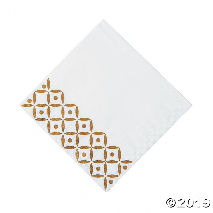 Gold Geometric Luncheon Napkins (16 Piece(s))