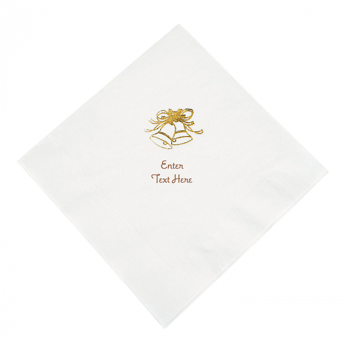 White Wedding Personalized Napkins with Gold Foil - Luncheon (50 Piece(s))