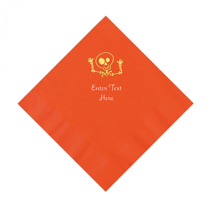 Orange Skeleton Personalized Napkins with Gold Foil - Luncheon (50 Piece(s))