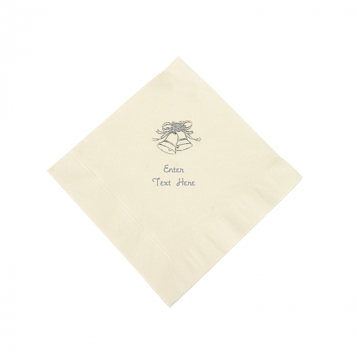 Ivory Wedding Personalized Napkins with Silver Foil - Luncheon (50 Piece(s))