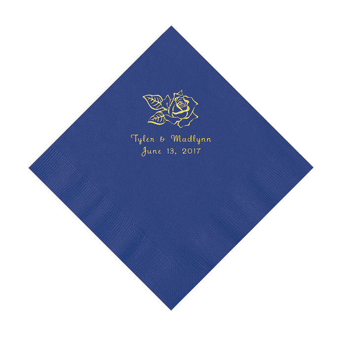 Purple Rose Personalized Napkins with Gold Foil - Luncheon (50 Piece(s))