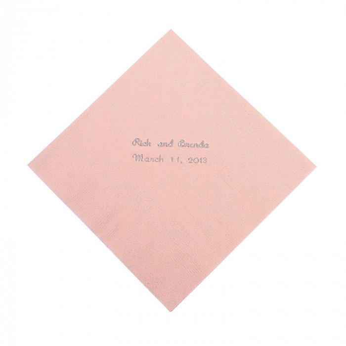 Pink Personalized Napkins with Silver Foil - Luncheon (50 Piece(s))