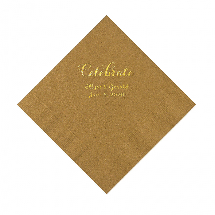 Gold Celebrate Personalized Napkins with Gold Foil - Luncheon (50 Piece(s))