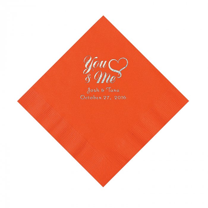 Orange Me & You Heart Personalized Luncheon Napkins (50 Piece(s))