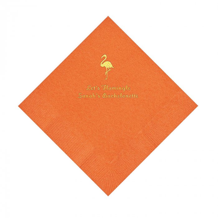 Pumpkin Orange Flamingo Personalized Napkins with Gold Foil - Luncheon (50 Piece(s))