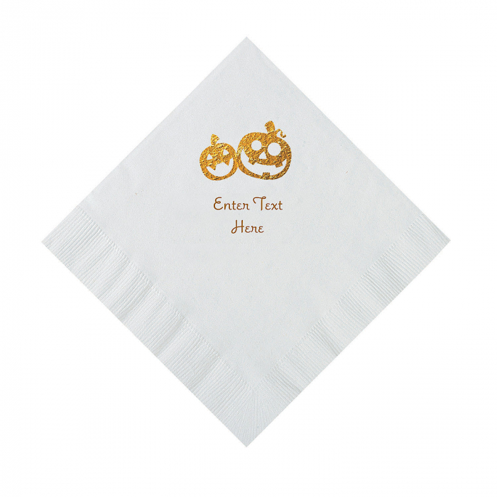 White Pumpkin Personalized Napkins with Gold Foil  Luncheon (50 Piece(s))