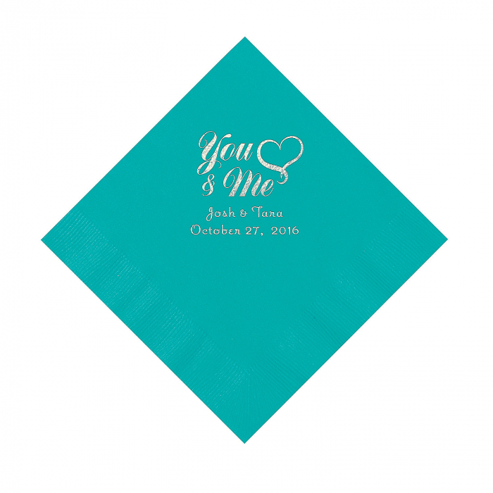 Teal Me & You Heart Personalized Luncheon Napkins (50 Piece(s))