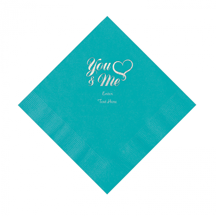 Teal Me & You Heart Personalized Luncheon Napkins (50 Piece(s))