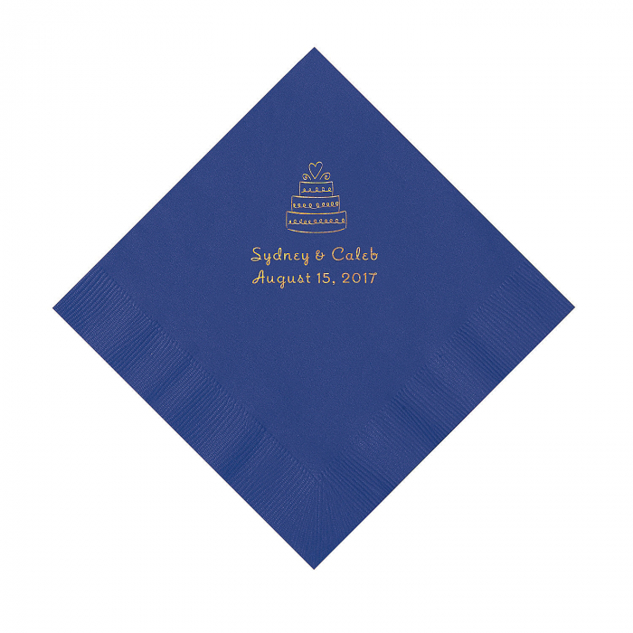 Purple Wedding Cake Personalized Napkins with Gold Foil - Luncheon (50 Piece(s))