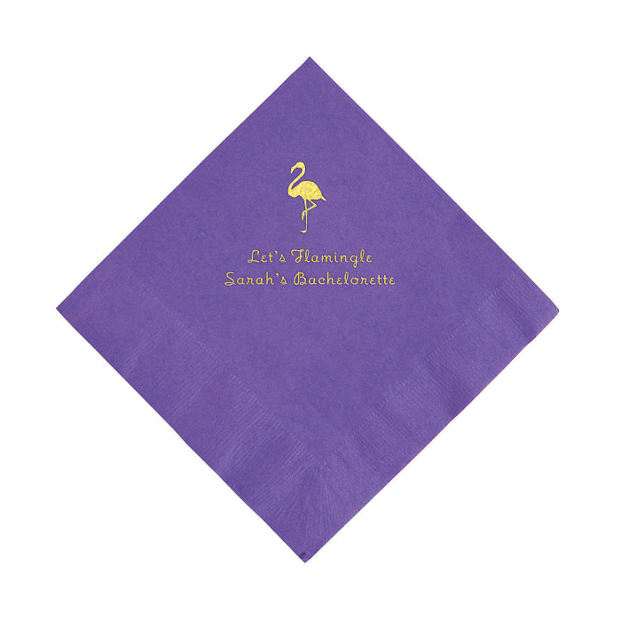 Amethyst Flamingo Personalized Napkins with Gold Foil - Luncheon (50 Piece(s))