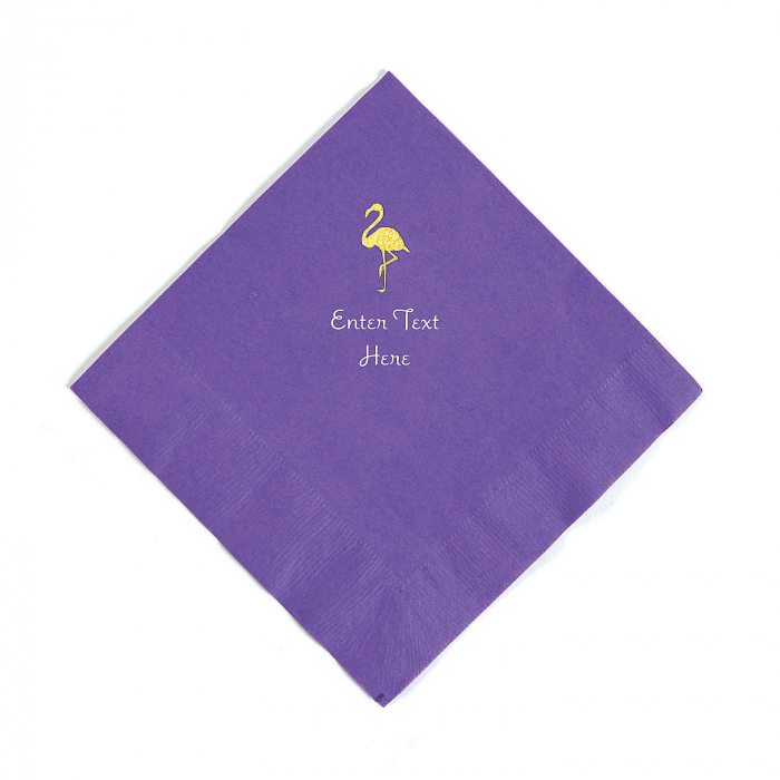 Amethyst Flamingo Personalized Napkins with Gold Foil - Luncheon (50 ...