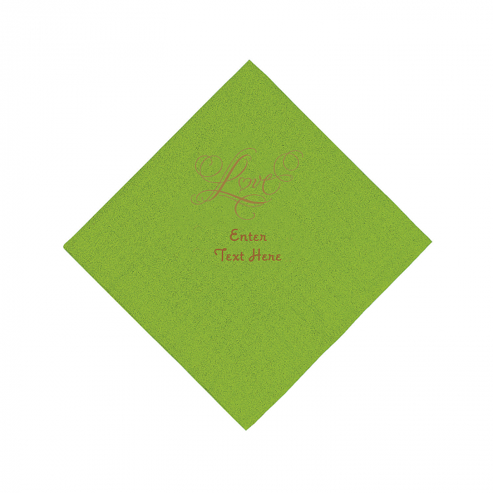 Lime Green Love Personalized Napkins with Gold Foil - Luncheon (50 Piece(s))