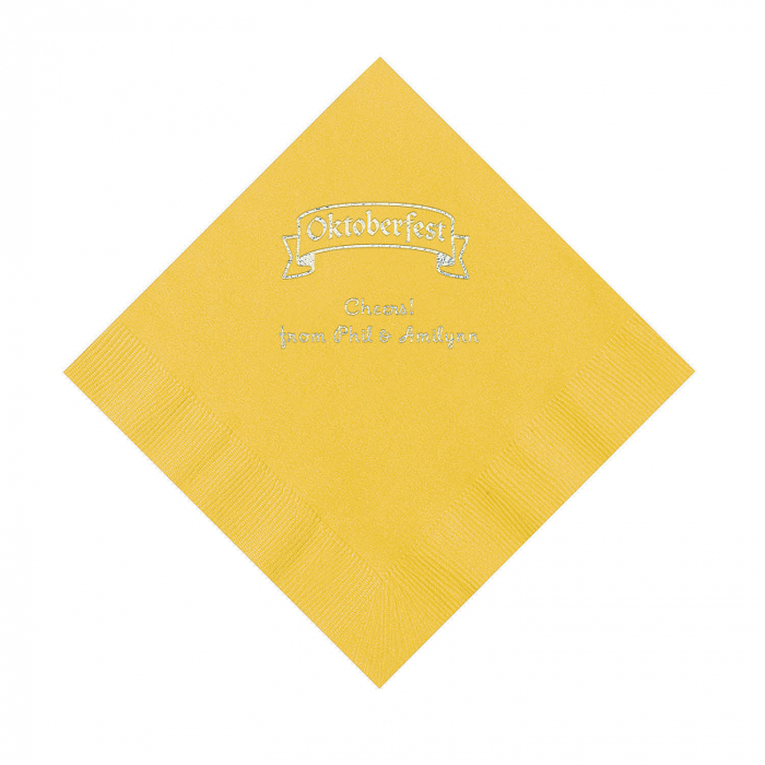 Yellow Oktoberfest Personalized Napkins with Silver Foil  Luncheon (50 Piece(s))