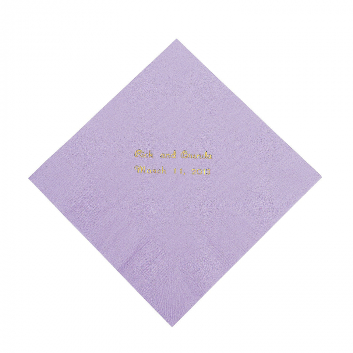 Lilac Personalized Napkins with Gold Foil - Luncheon (50 Piece(s))