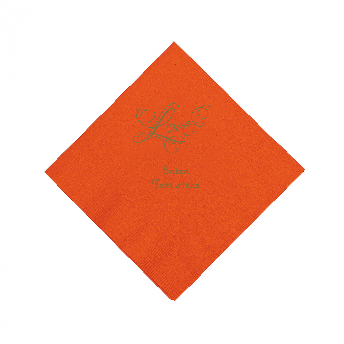 Orange Love Personalized Napkins with Gold Foil - Luncheon (50 Piece(s))