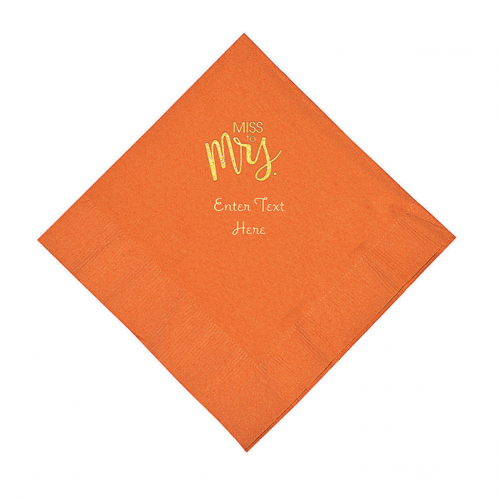 Pumpkin Spice Miss To Mrs. Personalized Napkins With Gold Foil 