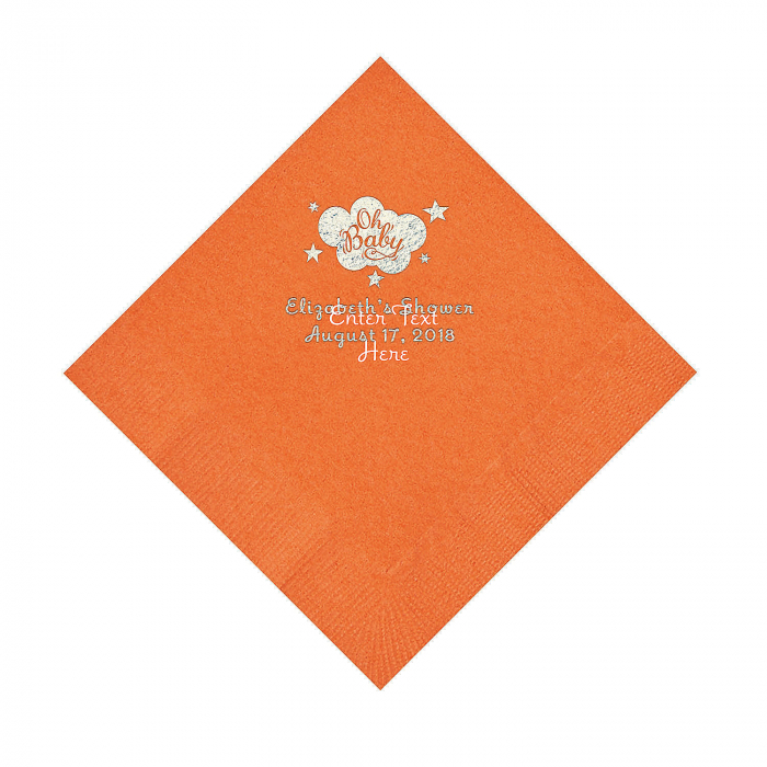 Pumpkin Orange Oh Baby Personalized Napkins with Silver Foil  Luncheon (50 Piece(s))