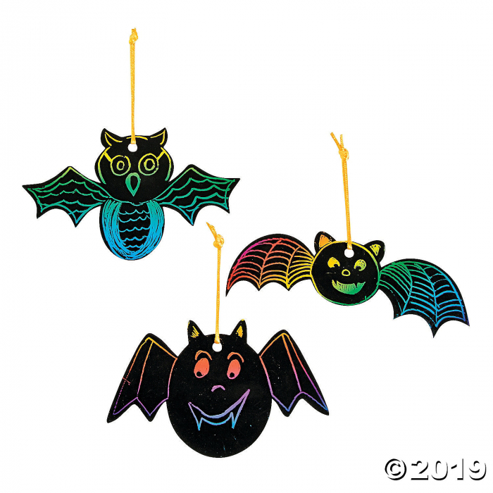 Magic Color Scratch Bat Ornaments (24 Piece(s))