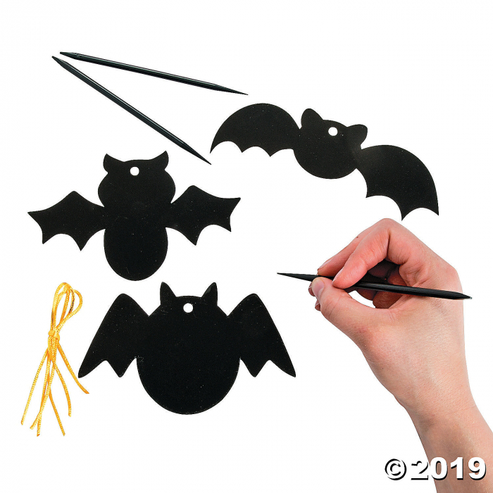 Magic Color Scratch Bat Ornaments (24 Piece(s))