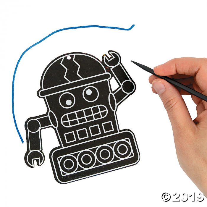 Magic Color Scratch Robot Ornaments (24 Piece(s))