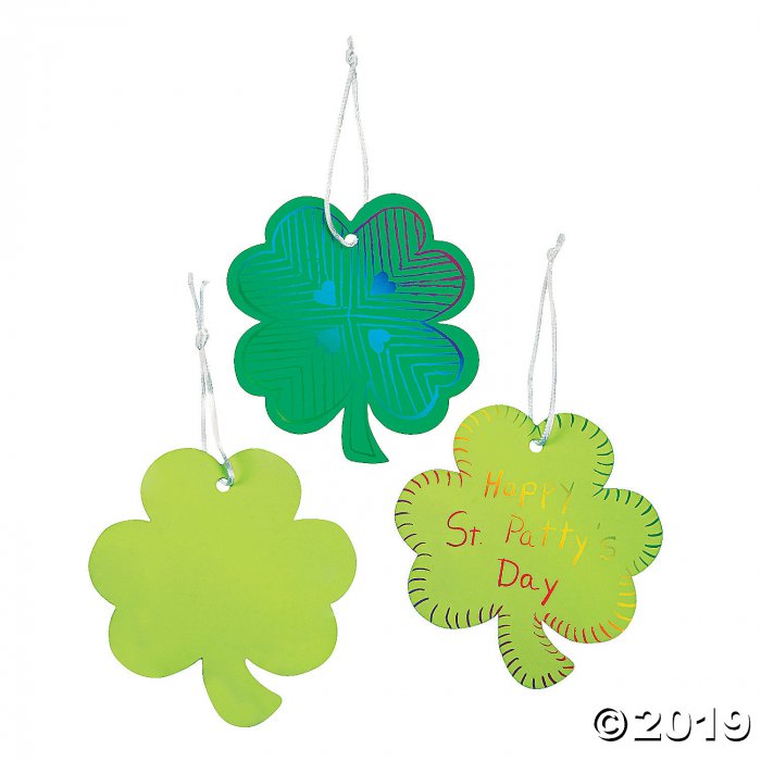 Green Magic Color Scratch Shamrock Ornaments (Makes 24)