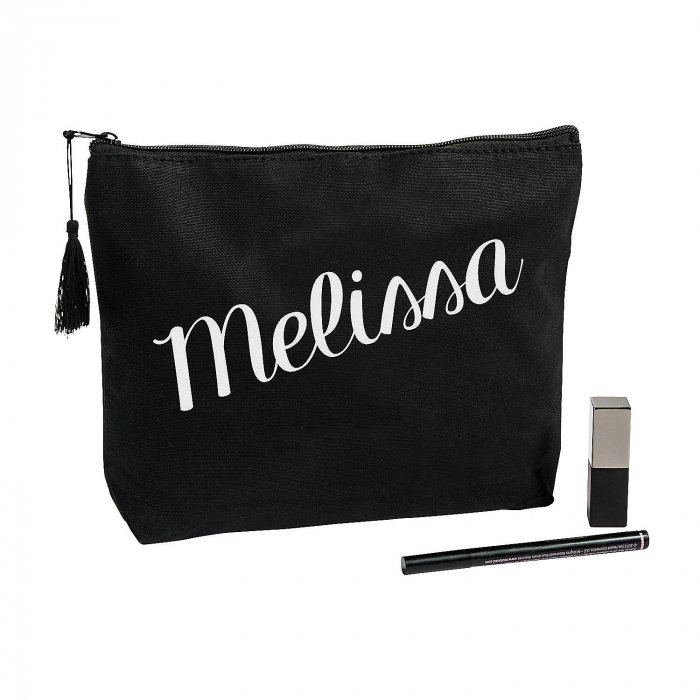 Personalized Black Canvas Makeup Bag (1 Piece(s))