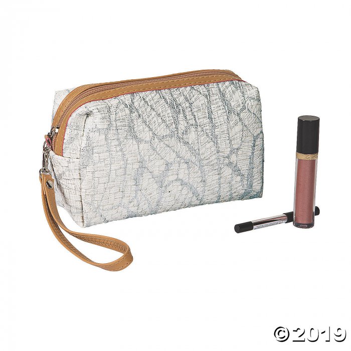 White Makeup Bag with Faux Leather Trim (1 Piece(s))
