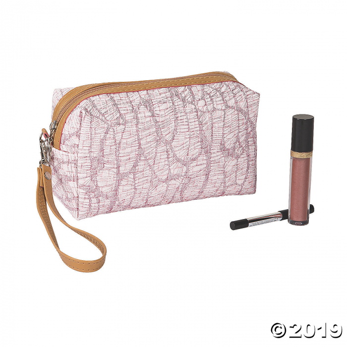 Pink Makeup Bag with Faux Leather Trim (1 Piece(s))