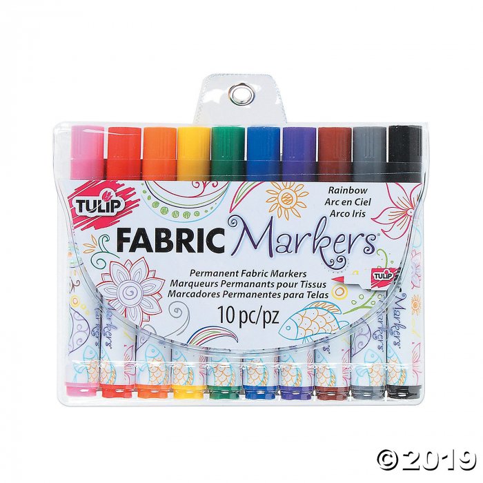 10-Color Rainbow Colors Tulip® Brush Tip Fabric Markers (1 Set(s))