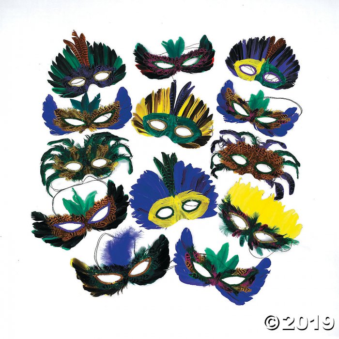 Mega Masquerade Feather Mask Assortment (50 Piece(s))